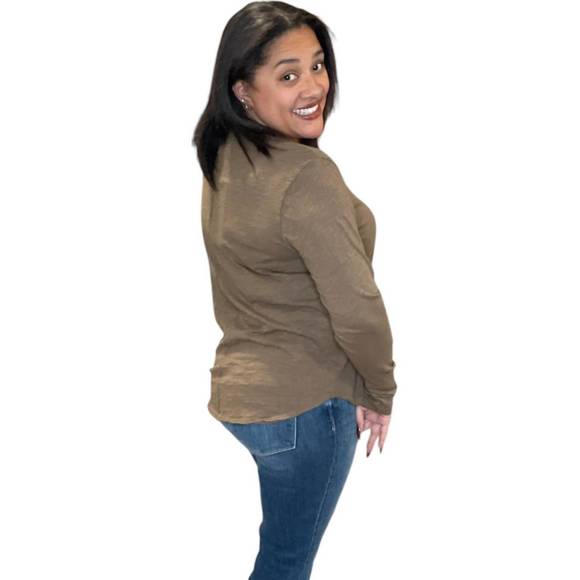 NEW BOBI center seam v neck tee in dark sage - Picture 3 of 3